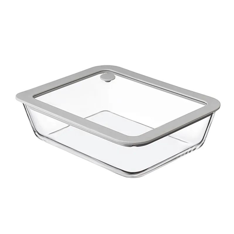 Контейнер для запекания и хранения с вакуумным эффектом vacuum glass, 1,4 л, светло-серый