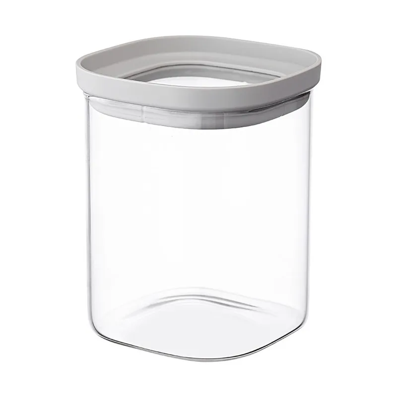 Банка для хранения квадратная vacuum glass, 1 л, светло-серая