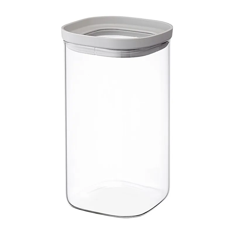 Банка для хранения квадратная vacuum glass, 1,5 л, светло-серая