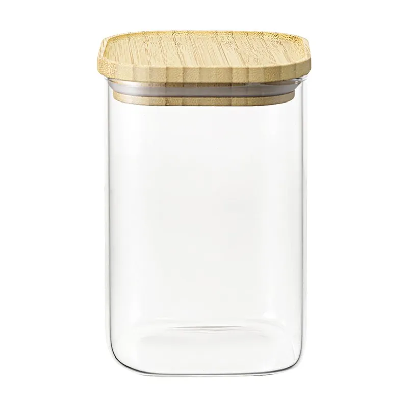 Банка для хранения квадратная glass bamboo, 1,1 л