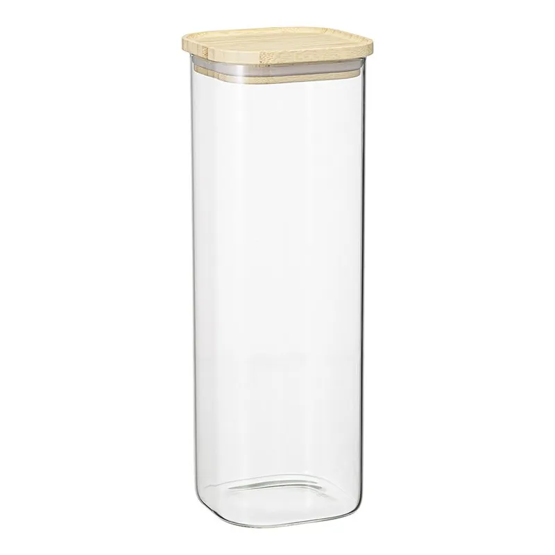 Банка для хранения квадратная glass bamboo, 2,2 л