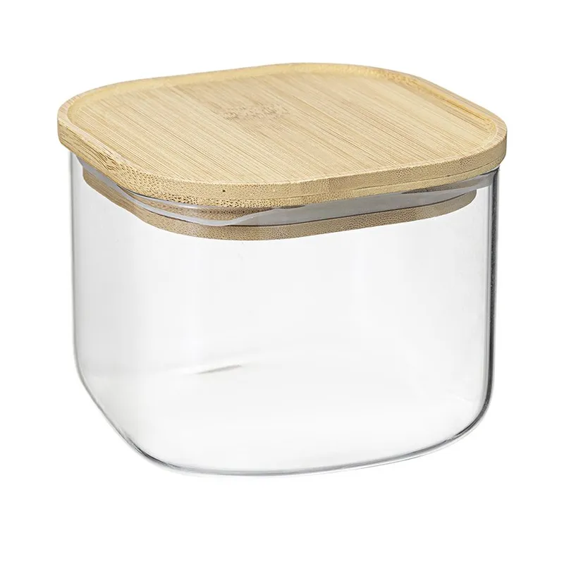 Банка для хранения квадратная glass bamboo,1 л