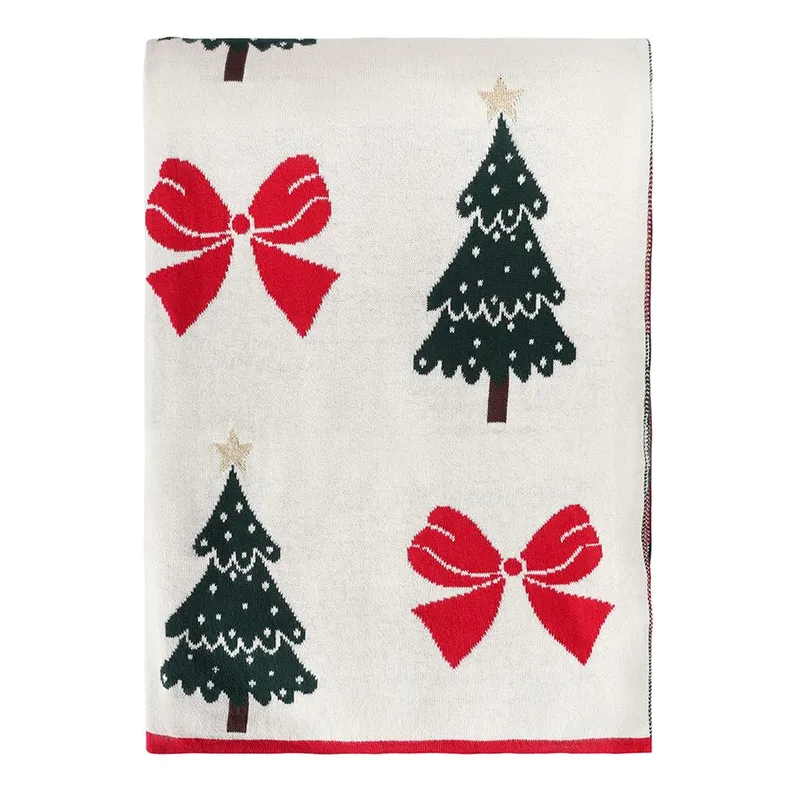 Плед из хлопка с новогодним рисунком christmas bows из коллекции new year essential, 130x180 см