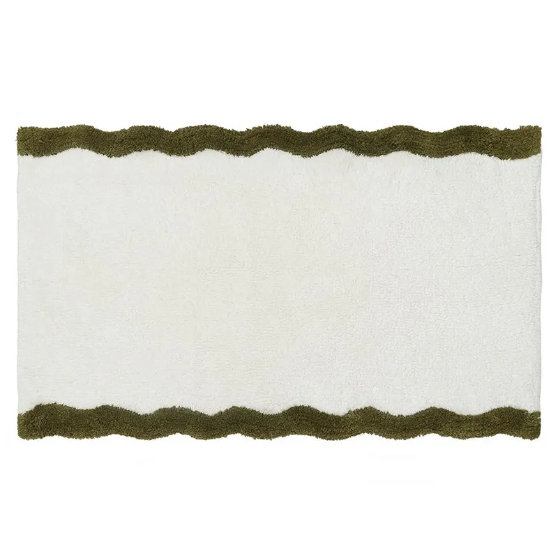 Коврик для ванной с кантом оливкового цвета из коллекции trendy ruffles, 50x80 см