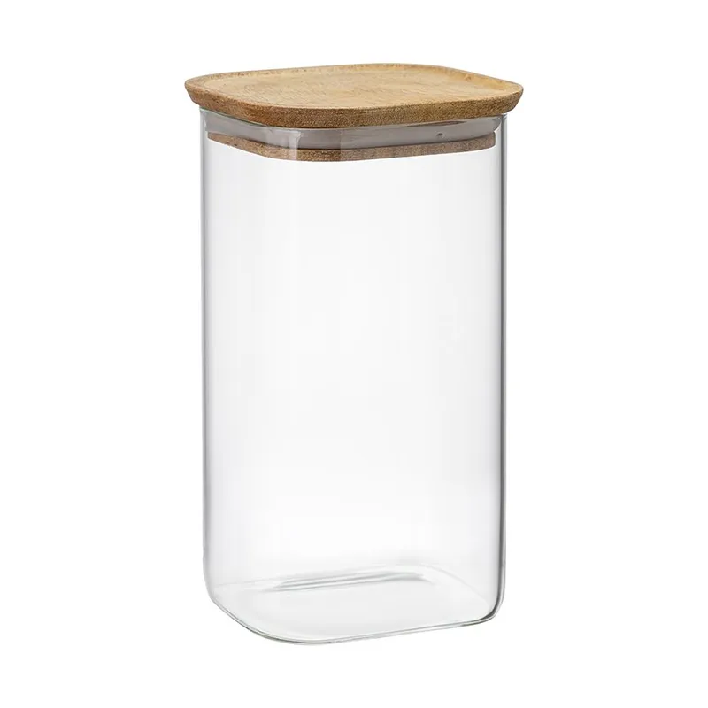 Банка для хранения квадратная glass acacia, 1,4 л