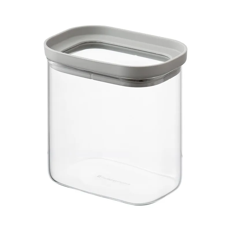 Банка для хранения прямоугольная vacuum glass, 750 мл, светло-серая