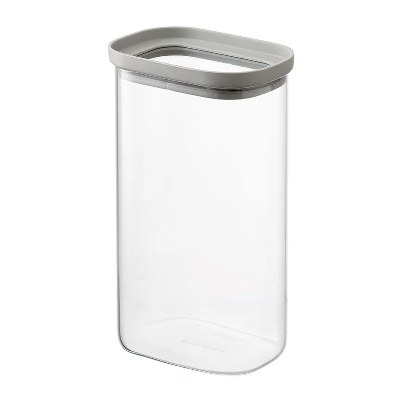 Банка для хранения прямоугольная vacuum glass, 1,25 л, светло-серая