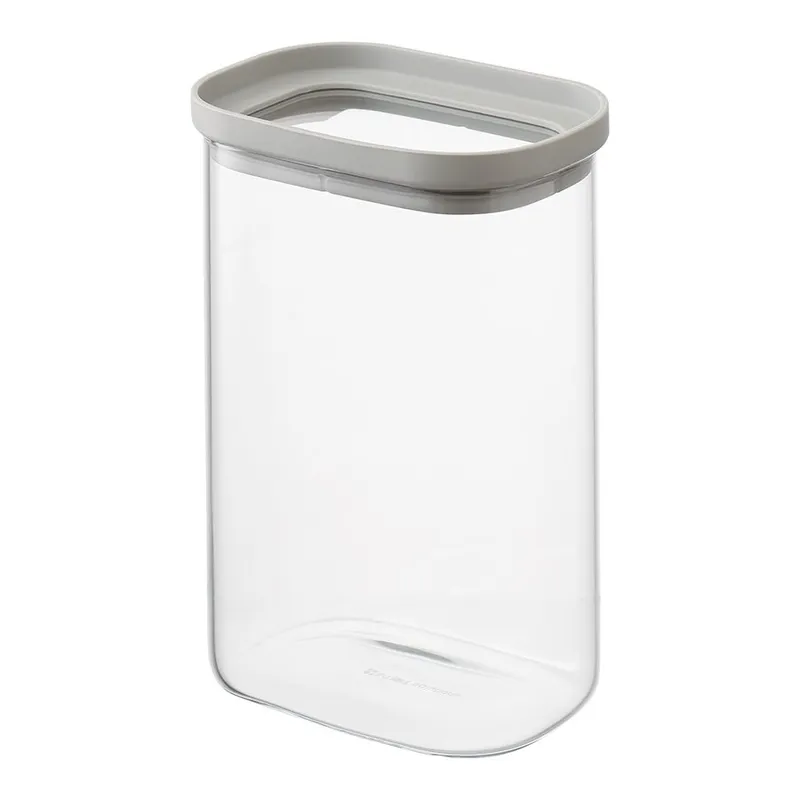 Банка для хранения прямоугольная vacuum glass, 1,5 л, светло-серая