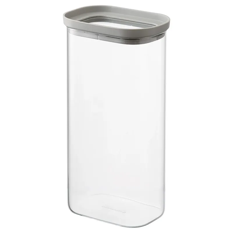 Банка для хранения прямоугольная vacuum glass, 1,75 л, светло-серая