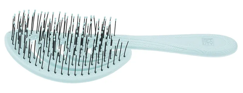 Щетка Dewal Beauty серия "Ocean wave", продувная, с нейлоновым штифтом, форма волна, голубая