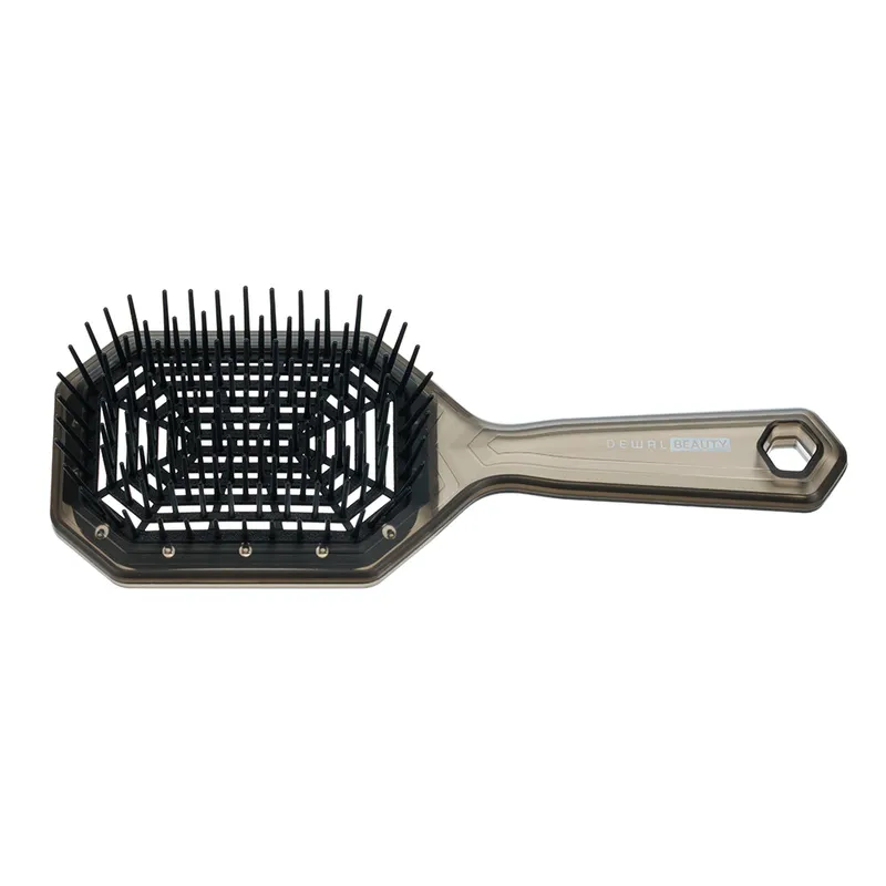 Щетка Dewal Beauty серия "Айсберг", продувная, с силиконовым штифтом, форма прямоугольная, черная