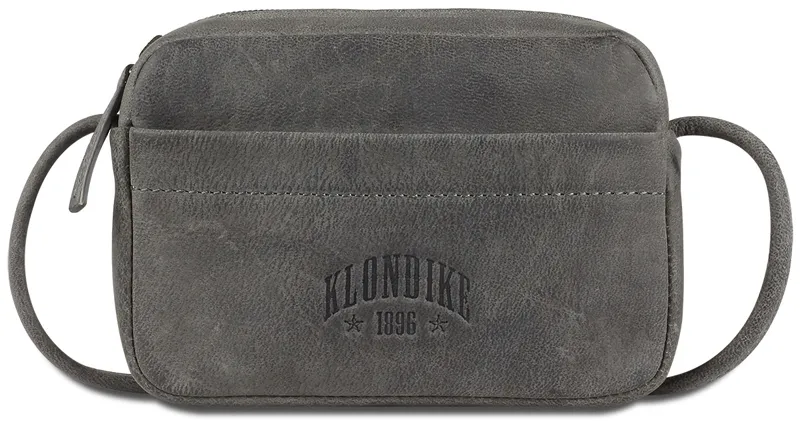 Сумка женская KLONDIKE 1896 коллекция «ЮКОН | YUKON», натуральная кожа в сером цвете, 17 х 12 х 4 см