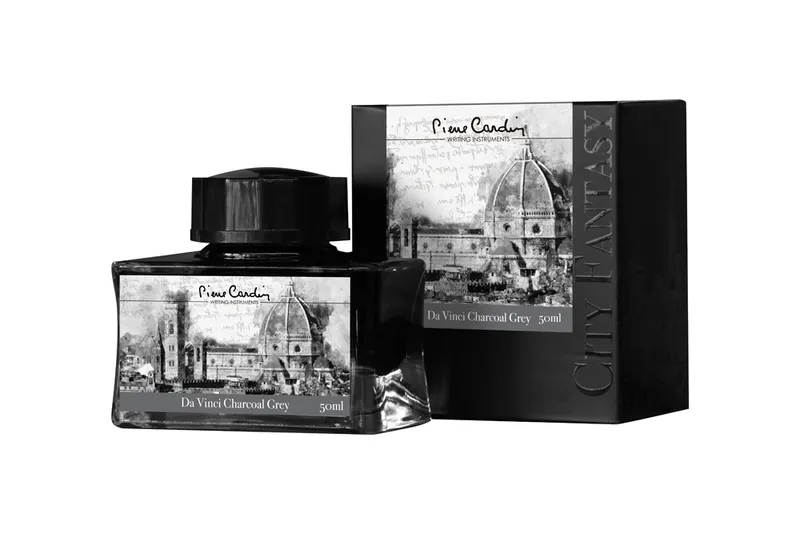 Флакон чернил Pierre Cardin 50мл, коллекция «ГОРОДСКАЯ ФАНТАЗИЯ | CITY FANTASY» цвет Da Vinci Charcoal Grey (Серый да Винчи)
