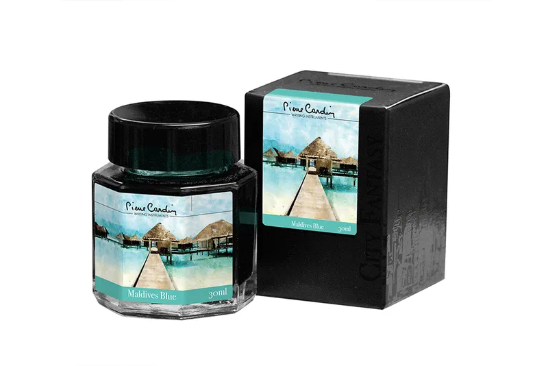 Флакон чернил Pierre Cardin 30мл, коллекция «ГОРОДСКАЯ ФАНТАЗИЯ | CITY FANTASY» цвет Maldives Blue (Голубые Мальдивы)