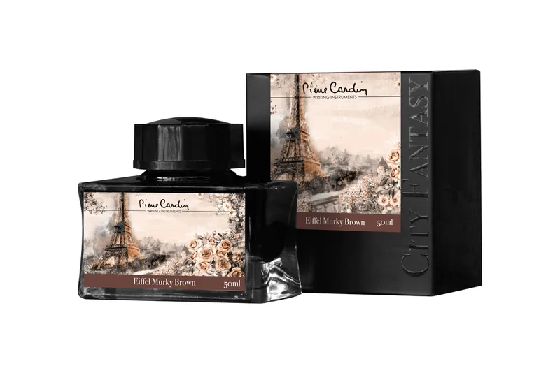 Флакон чернил Pierre Cardin 50мл, коллекция «ГОРОДСКАЯ ФАНТАЗИЯ | CITY FANTASY» цвет Eiffel Murky Brown (Коричневый Эйфель)