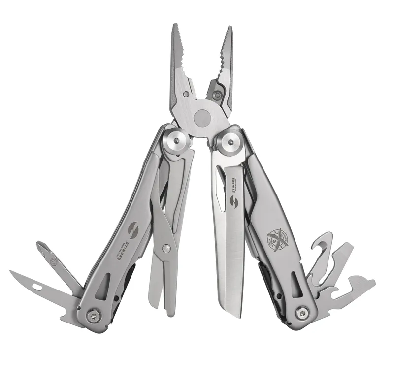 Мультитул Stinger, 106 мм, 15 функций, сталь, серебристый, в картонной коробке, в комплекте нейлоновый чехол