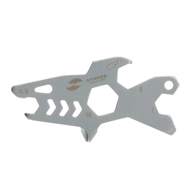 Мини-мультитул карманный Stinger, 60 x 31 мм, 5 функций, акула, нержавеющая сталь, серебристый, в блистере
