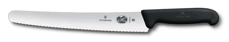 Нож для хлеба и выпечки VICTORINOX Fibrox, лезвие 26 см с волнистой кромкой, чёрный