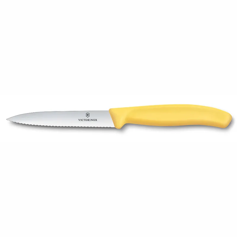 Нож для овощей VICTORINOX Швейцарская классика | Swiss Classic, лезвие 10 см с волнистой кромкой, желтый