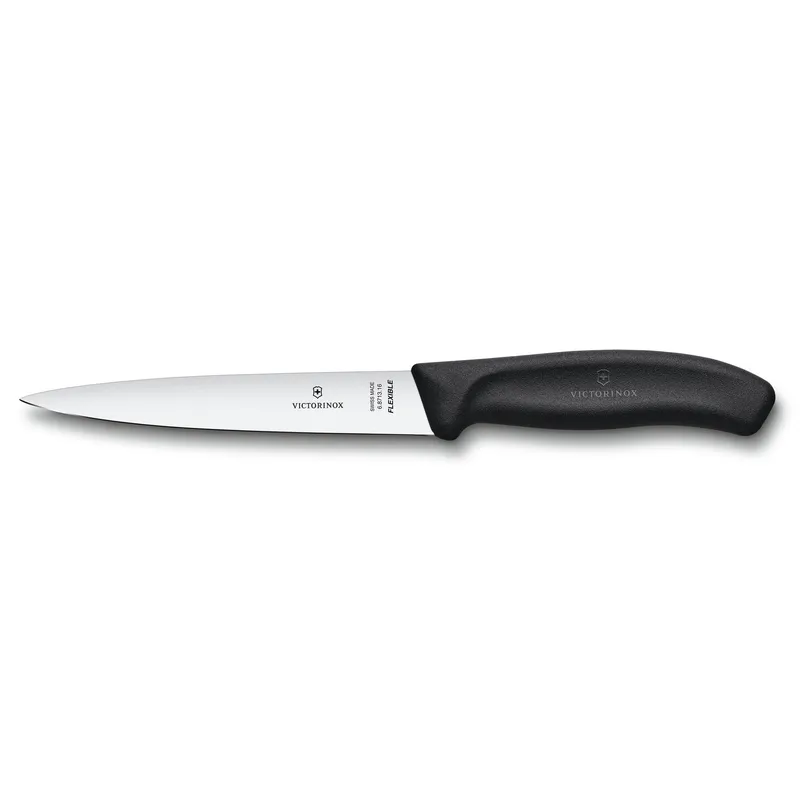Нож филейный VICTORINOX SwissClassic с гибким прямым лезвием 16 см, чёрный