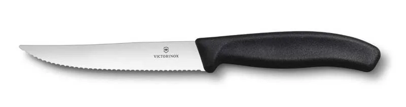 Нож для стейка и пиццы VICTORINOX SwissClassic "Gourmet", 12 см, с волнистой кромкой, чёрный
