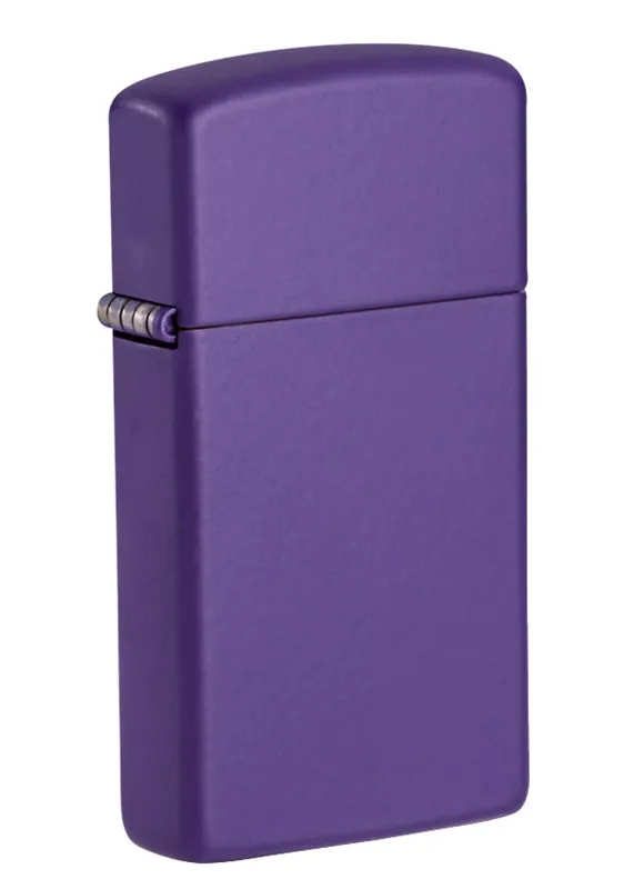Зажигалка ZIPPO узкая с фиолетовым матовым покрытием | Slim® Purple Matte, латунь/сталь, фиолетовая, матовая, 29x10x60 мм