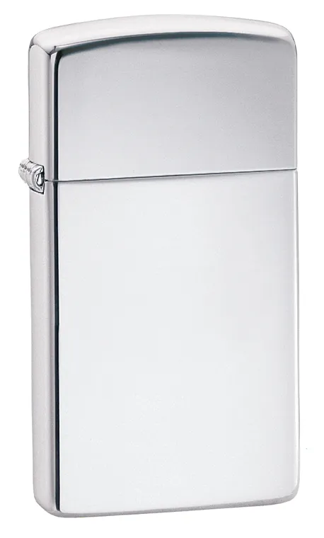 Зажигалка ZIPPO узкая с покрытием глянцевый хром | Slim® High Polish Chrome, латунь/сталь, серебристая, 29x10x60 мм