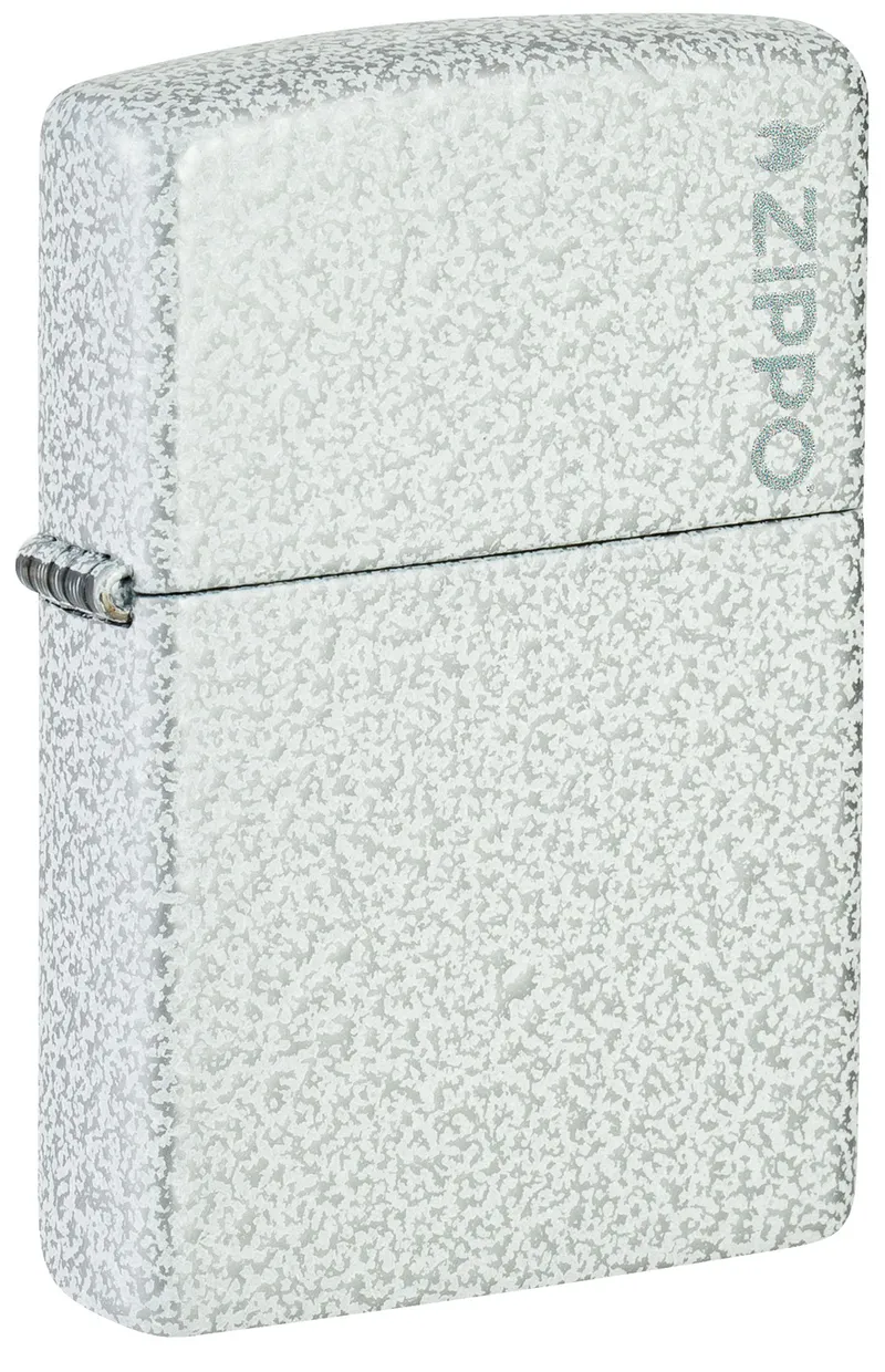 Зажигалка ZIPPO Логотип с ледяным покрытием | Logo Glacier, латунь/сталь, белая, матовая, 38x13x57 мм