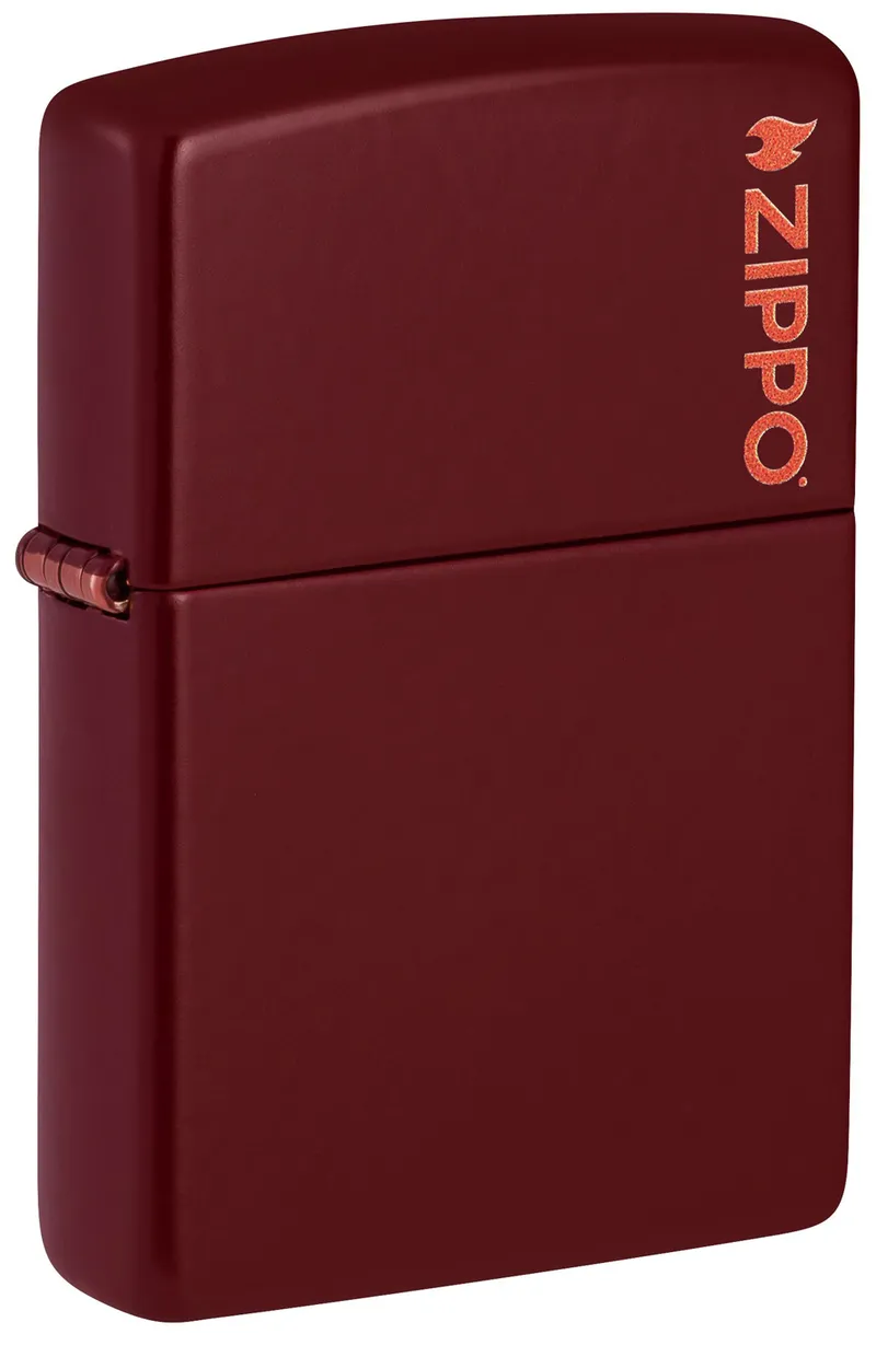 Зажигалка ZIPPO Логотип с покрытием мерло | Logo Merlot, латунь/сталь, бордовая, глянцевая, 38x13x57 мм