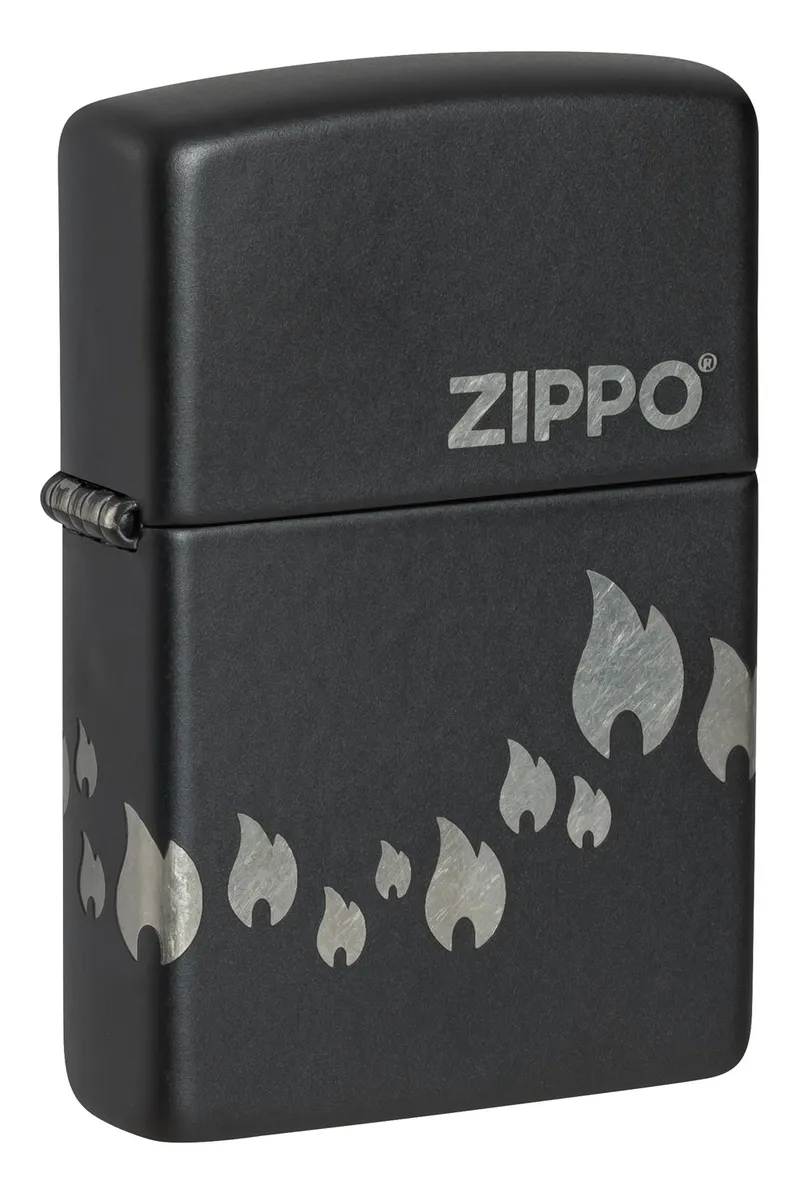 Зажигалка ZIPPO Традиционный дизайн с черным матовым покрытием | Zippo Design Black Matte, латунь/сталь, черная, матовая, 38x13x57 мм