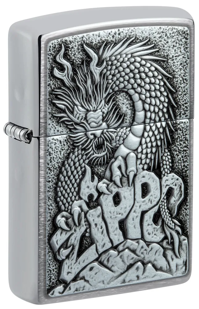 Зажигалка ZIPPO классическая с покрытием матовый хром | Classic Brushed Chrome, латунь/сталь, серебристая, 38x13x57 мм