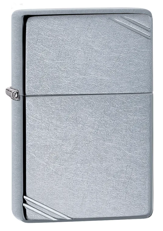 Зажигалка ZIPPO Винтажная с покрытием поцарапанный хром | Vintage Street Chrome, латунь/сталь, серебристая, матовая, 38x13x57 мм