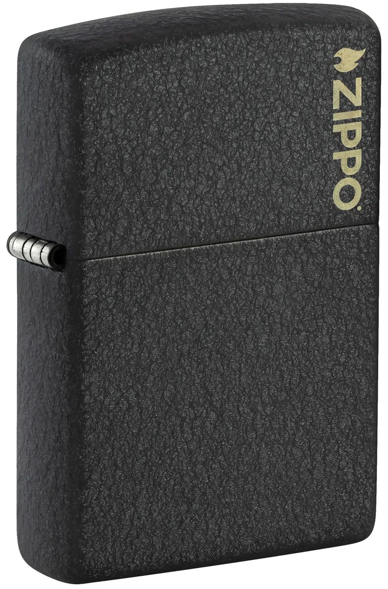 Зажигалка ZIPPO Логотип с черным покрытием с кракелюром | Logo Black Crackle™, латунь/сталь, чёрная, матовая, 38x13x57 мм