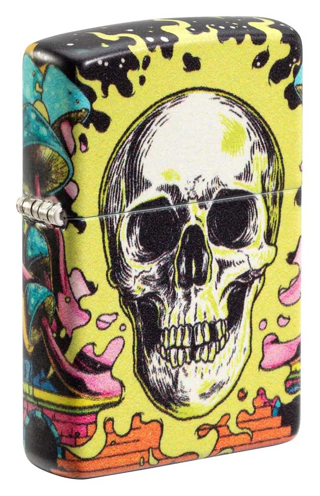 Зажигалка ZIPPO Череп с покрытием, светящимся в темноте зеленым | Skull Design Glow In The Dark Green,латунь/сталь,разноцветная38x13x57 мм