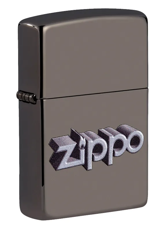 Зажигалка ZIPPO Фирменный дизайн с покрытием черный лед | Zippo Design Black Ice®, латунь/сталь, чёрная, глянцевая, 38x13x57 мм