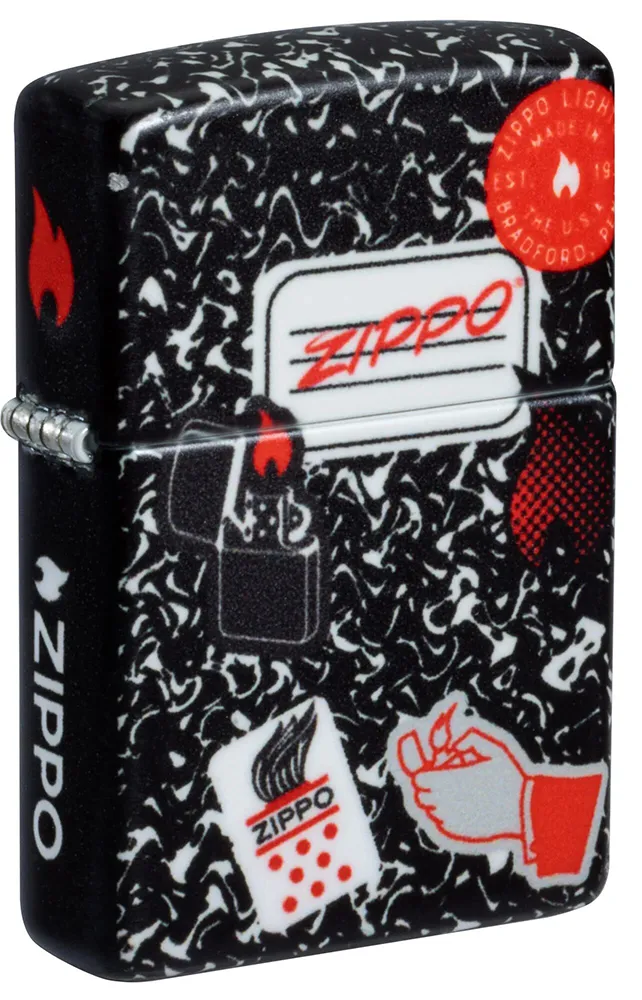 Зажигалка ZIPPO Тетрадь с матовым покрытием на 540 | Notebook Design 540 Matte, латунь/сталь, разноцветная, матовая, 38x13x57 мм