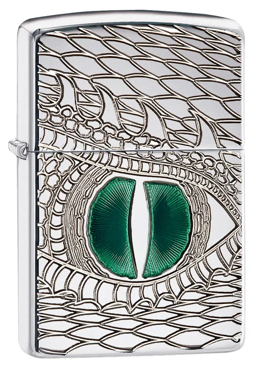 Зажигалка ZIPPO Armor™ Глаз дракона с покрытием Глянцевый хром | Dragon Eye High Polish Chrome, латунь/сталь, серебристая, 38x13x57 мм