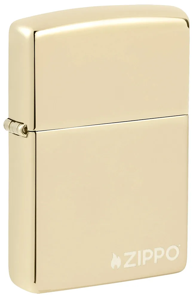 Зажигалка ZIPPO Логотип с покрытием цвета шампанского | Logo Champagne, латунь/сталь, золотистая, глянцевая, 38x13x57 мм