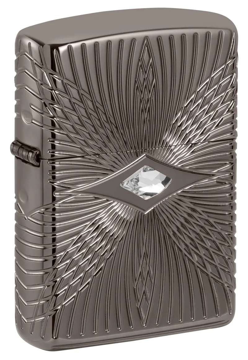 Зажигалка ZIPPO Armor® Узоры с покрытием черный лед | Armor® Pattern Design Black Ice®, латунь/сталь, чёрная, 38x13x57 мм