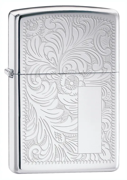 Зажигалка ZIPPO Венецианская с покрытием Глянцевый хром | Venetian® High Polish Chrome, латунь/сталь, серебристая, 38x13x57 мм