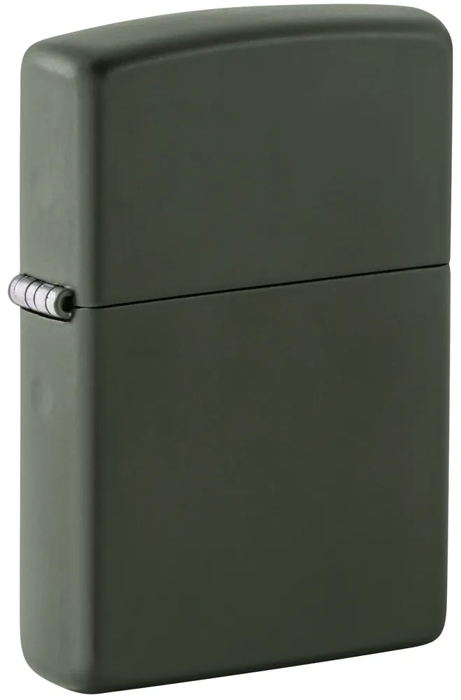 Зажигалка ZIPPO классическая с зеленым матовым покрытием | Classic Green Matte, латунь/сталь, зелёная, матовая, 38x13x57 мм