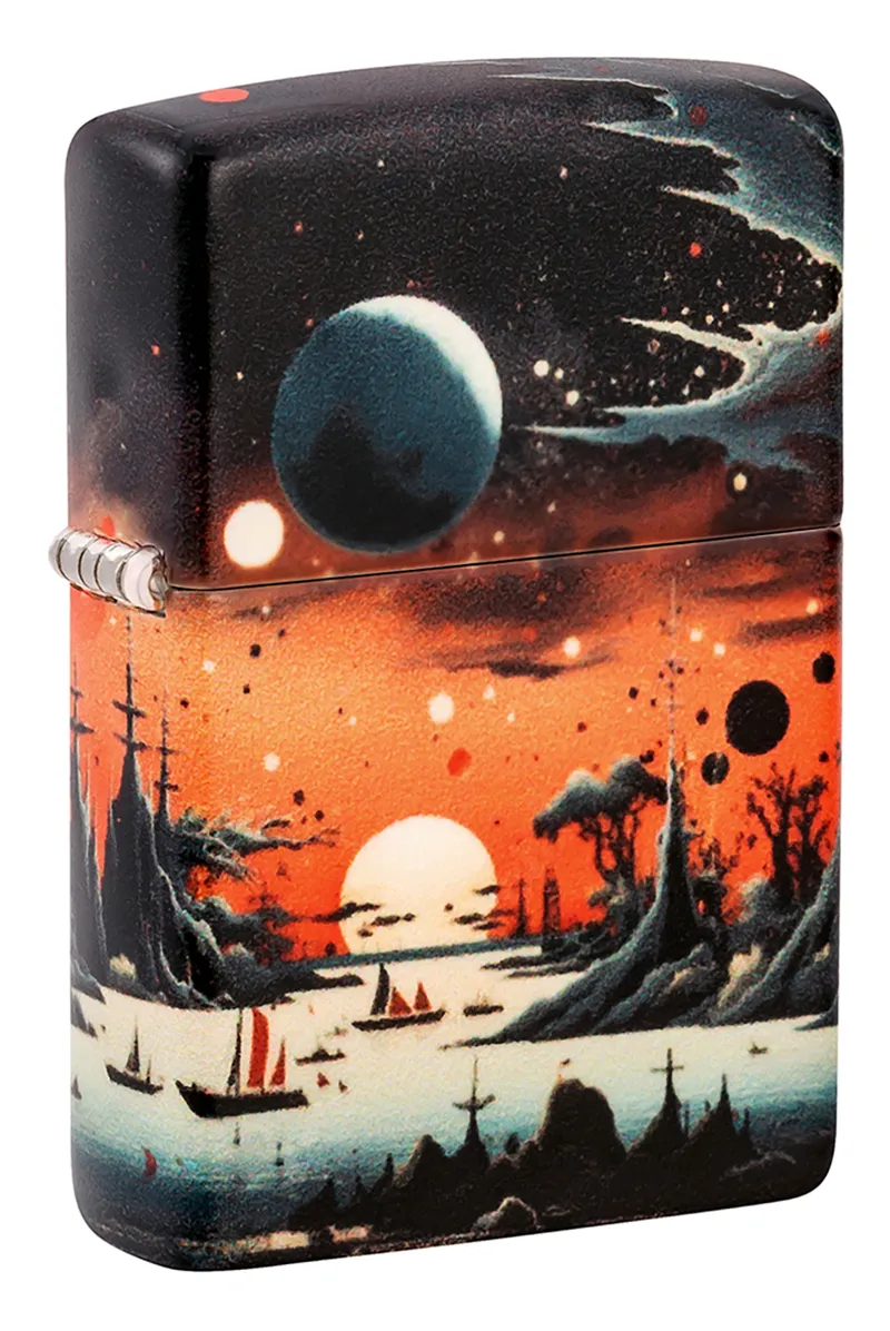 Зажигалка ZIPPO Галактический пейзаж с матовым покрытием на 540 | Galactic Landscape Design 540 Matte, латунь/сталь, разноцветная, матовая, 38x13x57мм