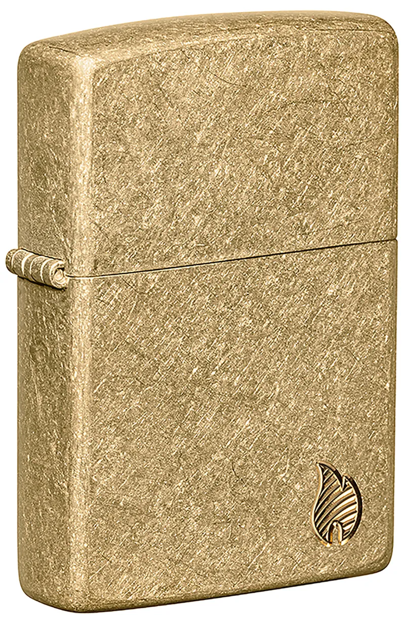 Зажигалка ZIPPO Armor® Пламя c покрытием Искусственно состаренная латунь | Flame Tumbled Brass, латунь/сталь, золотистая, 38x13x57 мм