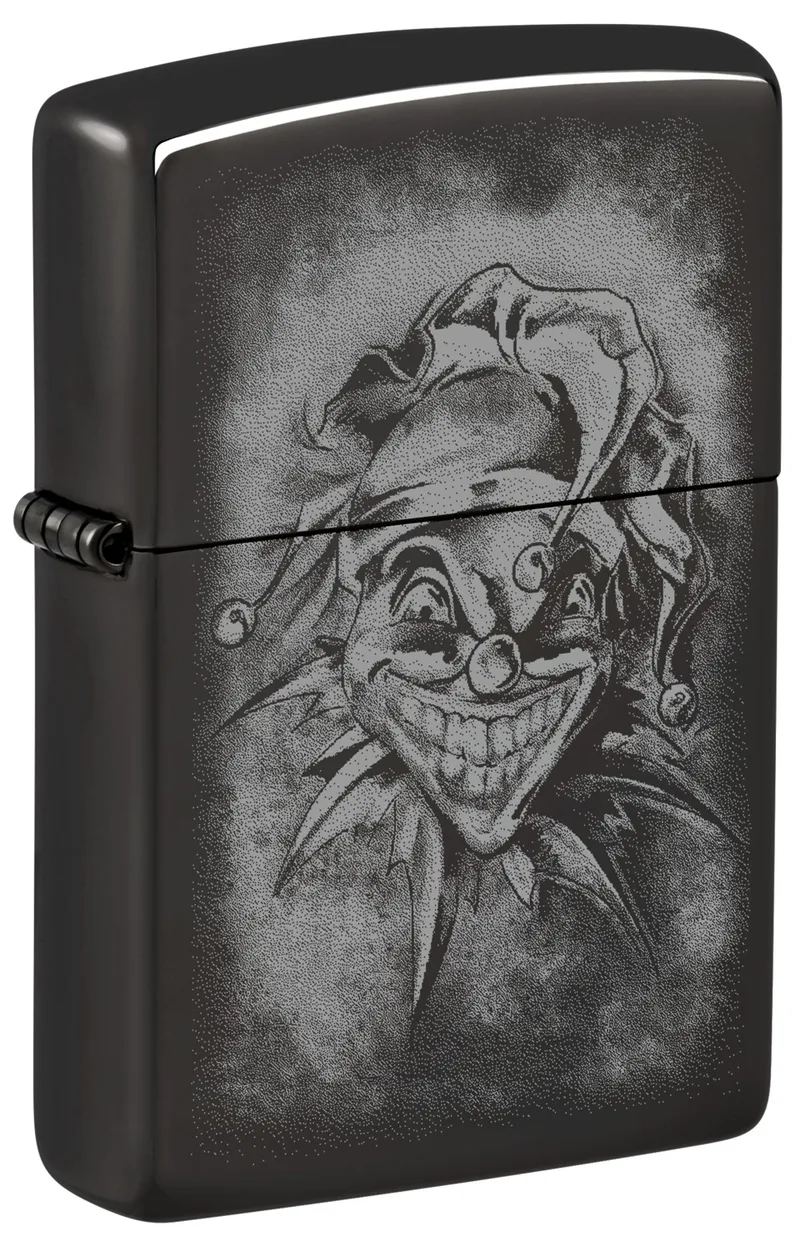 Зажигалка ZIPPO Клоун с черным глянцевым покрытием | Clown High Polish Black, латунь/сталь, черная, глянцевая, 38x13x57 мм