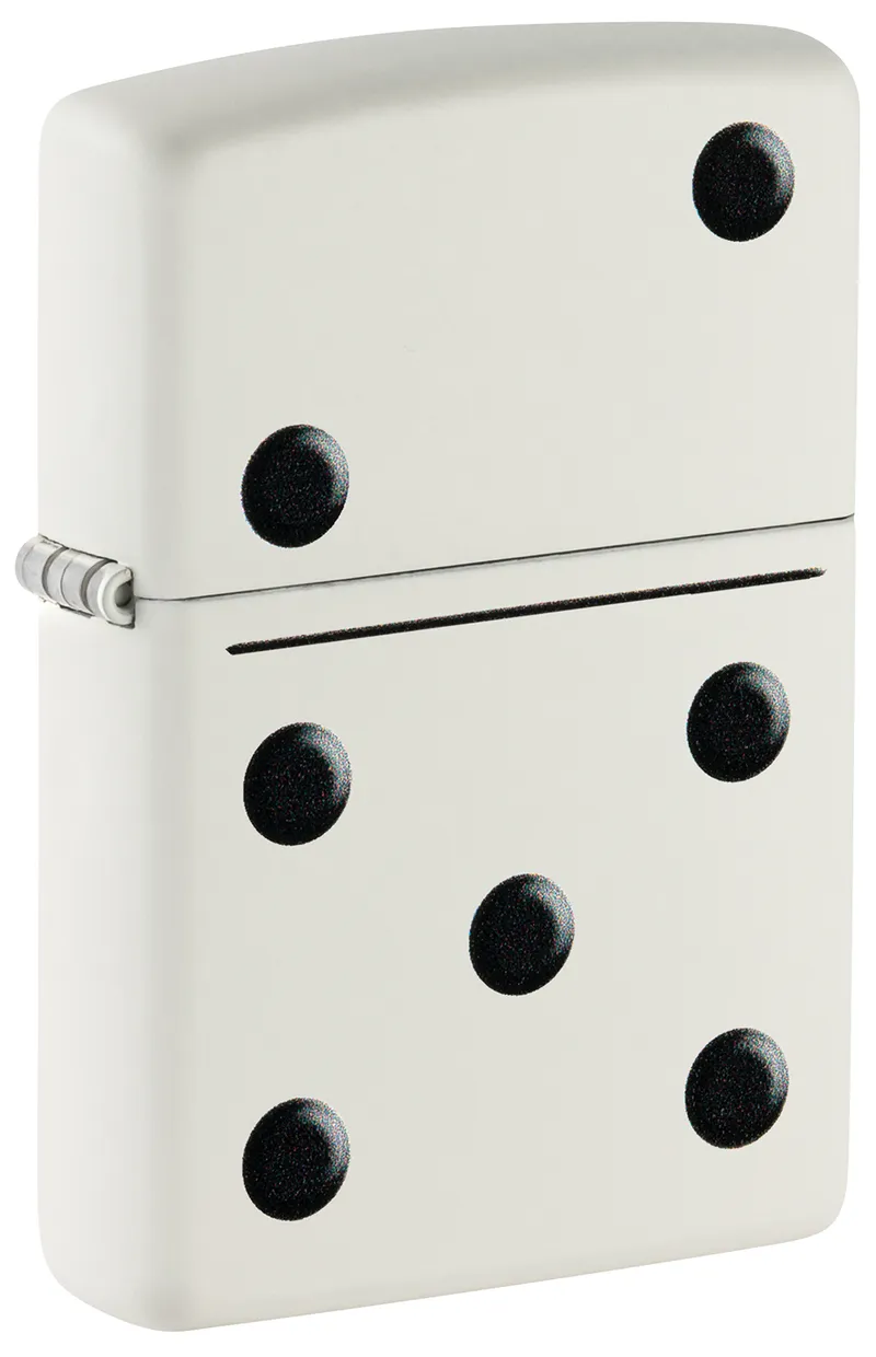 Зажигалка ZIPPO Домино с белым матовым покрытием | Domino Design White Matte, латунь/сталь, белая, матовая, 38x13x57 мм
