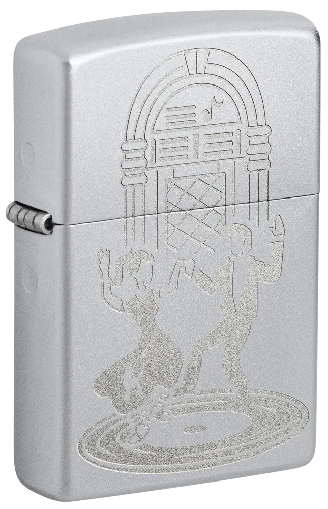 Зажигалка ZIPPO Старомодный танец с покрытием сатинированный хром | Vintage Dance Satin Chrome, латунь/сталь, серебристая, 38x13x57 мм