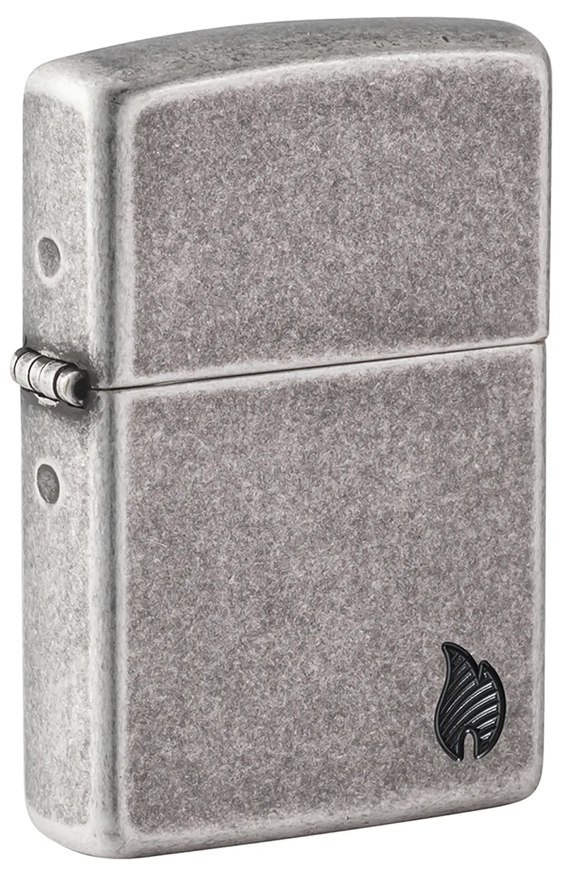 Зажигалка ZIPPO Armor® Пламя c античным серебристым покрытием | Flame Antique Silver, латунь/сталь, серебристая, 38x13x57 мм