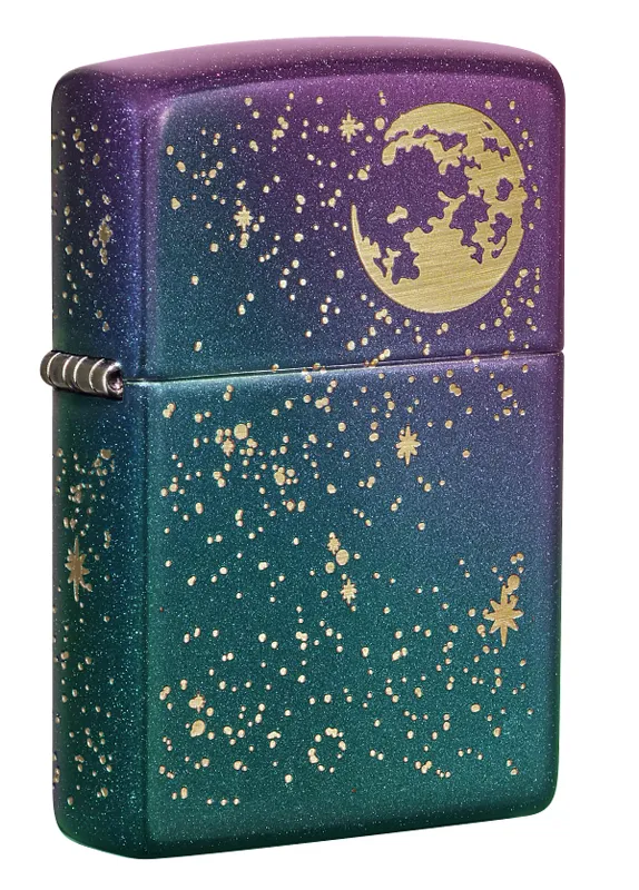 Зажигалка ZIPPO Звездное небо с зелено-фиолетовым покрытием | Starry Sky Iridescent, латунь/сталь, фиолетовая, матовая, 38x13x57 мм