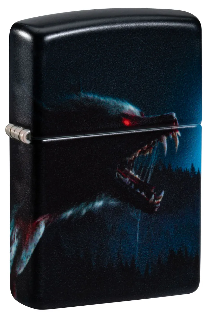 Зажигалка ZIPPO Оборотень с матовым покрытием на 540 | Horror Wolf 540 Matte, латунь/сталь, черная, 38x13x57 мм