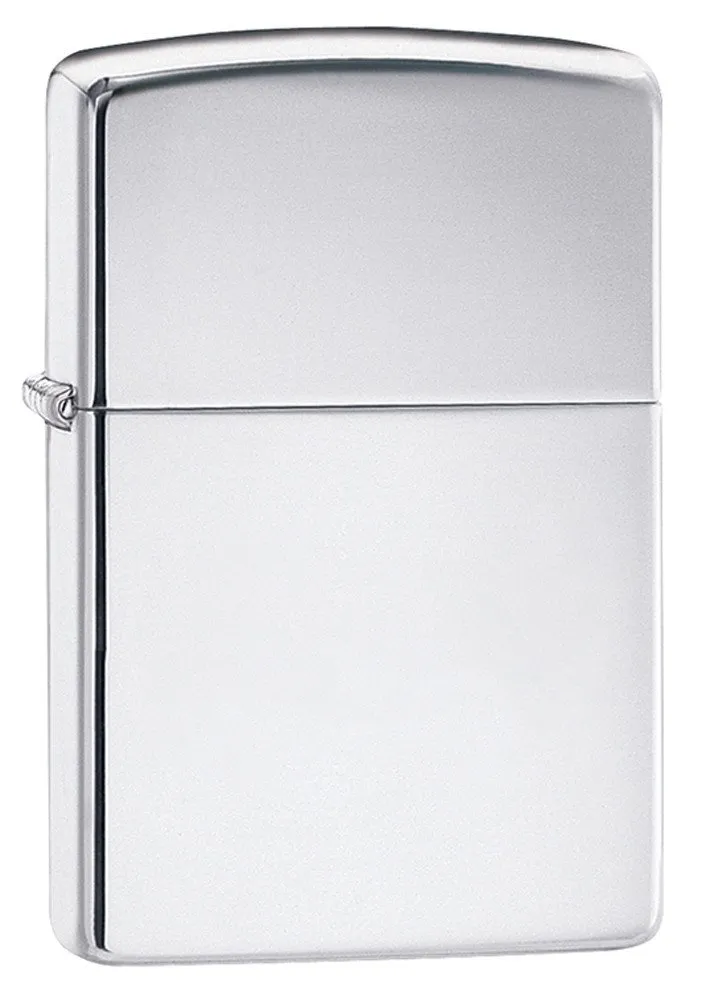 Зажигалка ZIPPO классическая с покрытием Глянцевый хром | Classic High Polish Chrome, латунь/сталь, серебристая, 38x13x57 мм